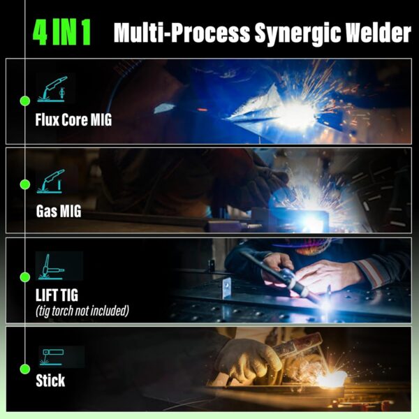 Best 4-in-1 Multiprocess Welder: Gas/Gasless MIG TIG Stick ARC 200A - Image 4