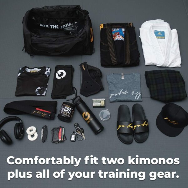 Gold BJJ Ultimate Waterproof Martial Arts Duffle Bag with Gi Wet Gear Pocket - Image 3