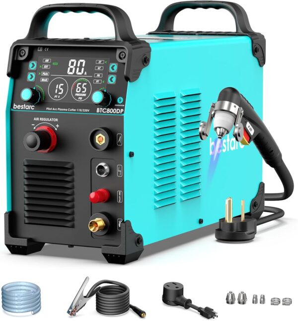 Plasma Cutter, BTC800DP 9th Generation 80Amps Pilot Arc Plasma Cutter Machine,Adopt [Air Sensor Technology] Dual Voltage 110/220V Plasma Cutting Machine (BTC800DP 9GEN 110/220V)