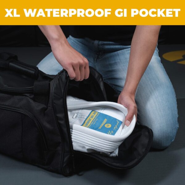 Gold BJJ Ultimate Waterproof Martial Arts Duffle Bag with Gi Wet Gear Pocket - Image 5