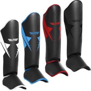 Elite Sports Muay Thai Shin Guards Kickboxing MMA Muay Thai Leg Instep Protective Pads, Martial Art Kicking Sparring Training Gear for BJJ Karate Boxing Taekwondo