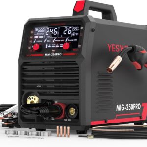YESWELDER MIG-250 PRO Aluminum MIG Welder, 250Amp 220V Advanced Digital Display, MIG/Pulsed MIG/Flux Core/Spool Gun MIG/Lift TIG/Stick 6-In-1 Multiprocess Welding Machine, Spool Gun Compatible