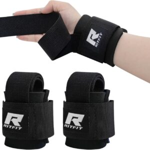 RitFit Lifting Wraps, Wrist Straps for Weightlifting, Wrist Support for Working Out, Bodybuilding, MMA, Powerlifting, Strength Training, Men & Women