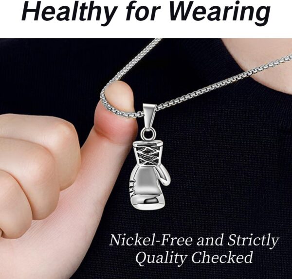 Stainless Steel Boxing Glove Pendant Necklace - Punk Men's Chain - Image 5