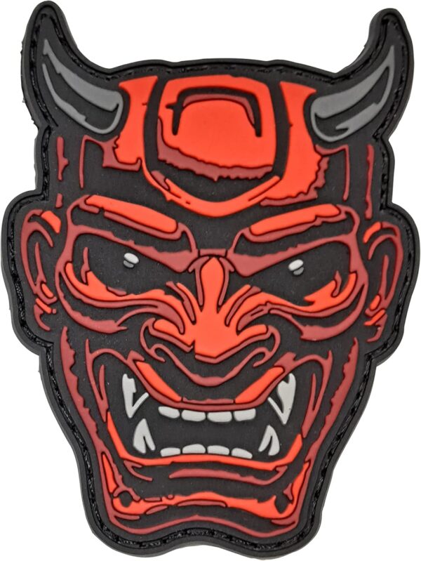 3D Black Gold Hannya Mask Tactical Samurai Morale PVC Patch - Image 2
