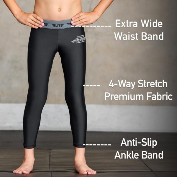 Elite Sports Youth Compression Pants - Boys Athletic Base Layer for BJJ Soccer Basketball Training - Image 2
