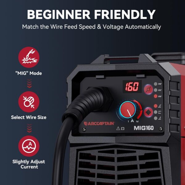 ARCCAPTAIN 160A 4-in-1 MIG Welder: Dual Voltage, Multi-Process Welding Machine - Image 3