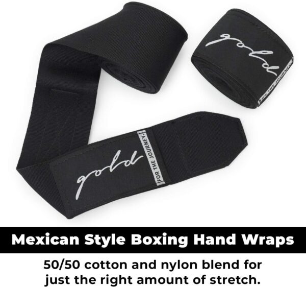 Gold BJJ Pro Mexican Style Boxing Hand Wraps - 200" Extra Long, Multi-Sport Protection - Image 3