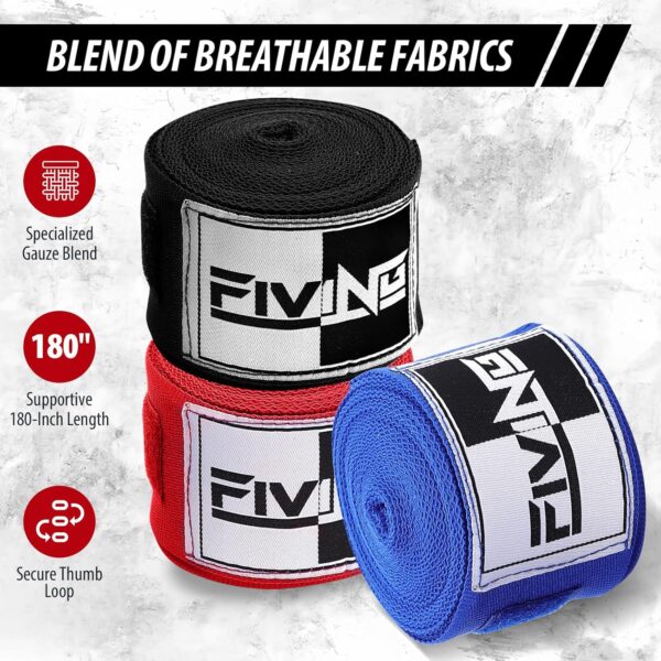 FIVING 180" Boxing Hand Wraps: Pro-Grade MMA Muay Thai Wrist Support - Image 2