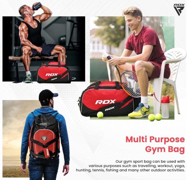 RDX Large Gym Duffle Bag: Lightweight Sports & MMA Fitness Travel Backpack - Image 6