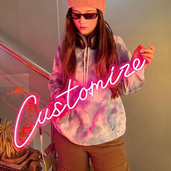 Custom Neon Signs, CRUMBIT Large LED Neon Signs for Wedding Last Name Sign Customizable, Personalized Name Neon Lights for Bedroom, Business Sign for Shop Beauty Salon Wall Decor