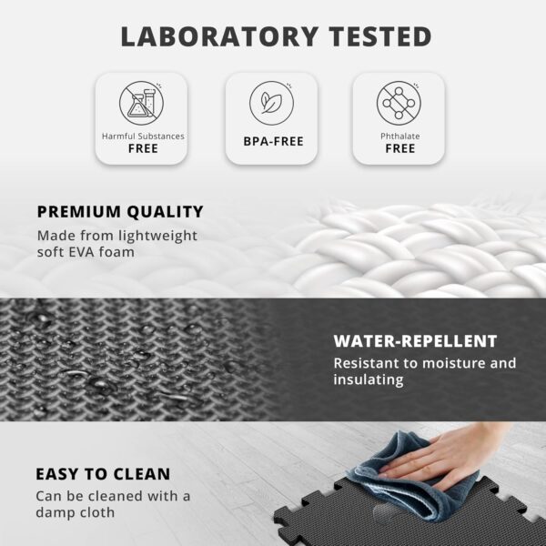 18PC Interlocking EVA Foam Gym Floor Tiles - Soft Cushioned Workout Mats - Image 3