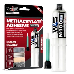 Wired4Signs Heavy Duty Methyl Methacrylate Adhesive | High Temp Epoxy Adhesive Alternative, Marine Adhesive Boat & Metal Glue for Repair, Cures Fast & Stronger Than Epoxy Glue, MMA-M100 (25ml)