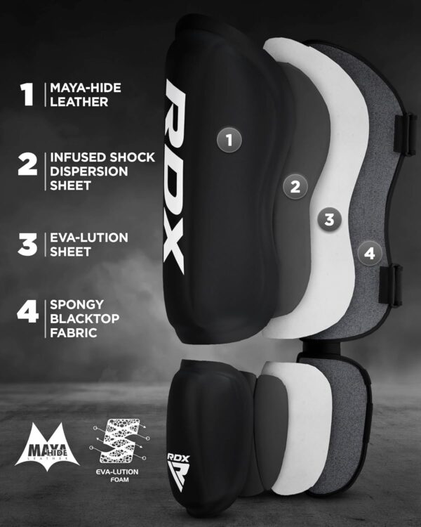 RDX Muay Thai Shin Guards - SATRA Approved Premium Maya Hide Leather MMA Kickboxing Gear - Image 3