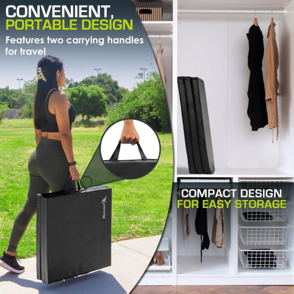 ProsourceFit 6x2 Tri-Fold Exercise Mat: Thick, Portable, MMA/Gymnastics, Black - Image 4