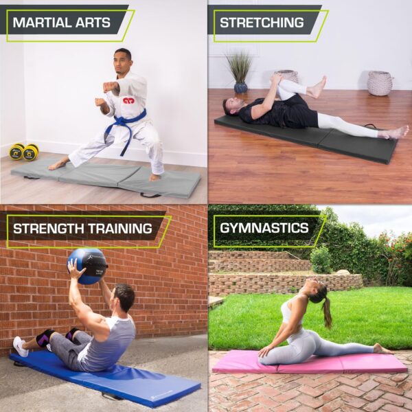 ProsourceFit 6'x2' Tri-Fold Thick Exercise Mat with Handles for MMA, Gymnastics, Core Workouts - Image 5