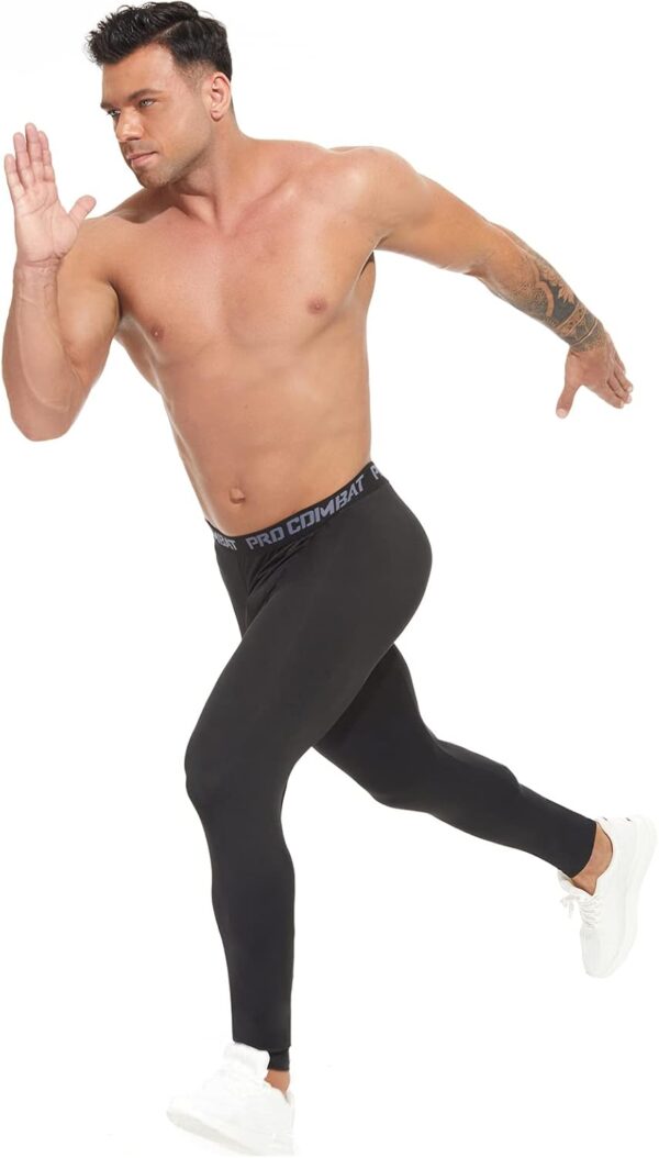 SS COLOR FISH Men's 4-Way Stretch Compression Running Tights Workout Leggings - Image 5