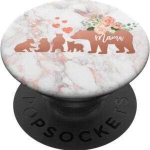 Mama Bear 4 Baby Cubs and Hearts Rose Pink Watercolor Floral PopSockets PopGrip: Swappable Grip for Phones & Tablets PopSockets Adhesive PopGrip