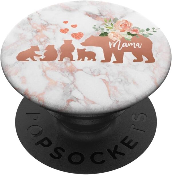Mama Bear 4 Baby Cubs and Hearts Rose Pink Watercolor Floral PopSockets PopGrip: Swappable Grip for Phones & Tablets PopSockets Adhesive PopGrip
