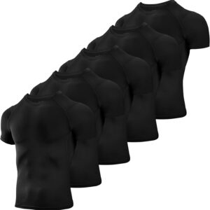 Niksa Men's Compression Shirts 3/5 Pack,Short Sleeve Athletic Compression Tops Cool Dry Workout T Shirt