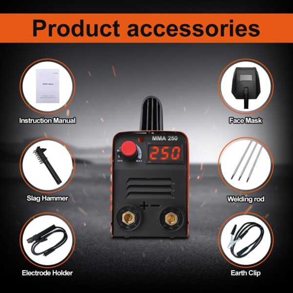 POWERPRO 250A Stick Welder: Dual Voltage MMA Arc Machine w/LED Display - Image 4