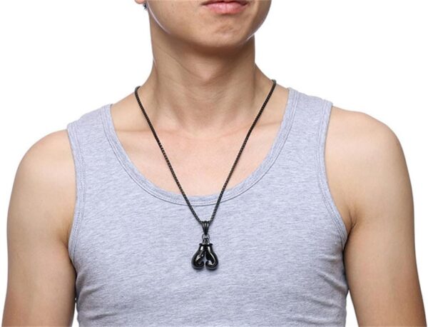 Premium Boxing Glove Necklace - Stainless Steel Punk Gothic Pendant for Men - Image 3