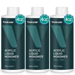 Monomer Acrylic Nail Liquid for Acrylic Nails, 120ml- 4.OZ.e Acrylic Monomer Liquid for Acrylic Powder, Professional Acrylic Liquid Monomer, MMA-Free Non-Yellowing formulA 3PCS