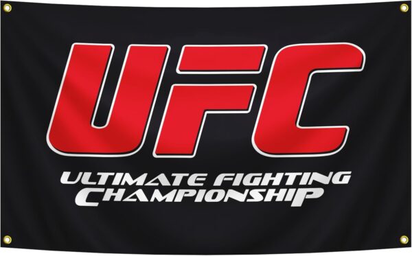 UFC Ultimate Fighting Champion Flag 3×5 FT Black Background Banner Bedroom Wall Art Tapestry For Man Cave Indoor outdoor