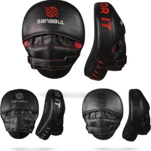 Sanabul Essential Curved Punching Mitts for Boxing, MMA Muay Thai Boxing Pads for Training, Punch Focus Mitts, Hand Pads Sparring Gear, Strike Shield