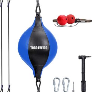 TOCO FREIDO Double End Punching Ball, Speed Bag with Difficulty Levels Boxing Reflex Ball with Headband, Perfect for Reaction, Agility, and Hand Eye Coordination Training