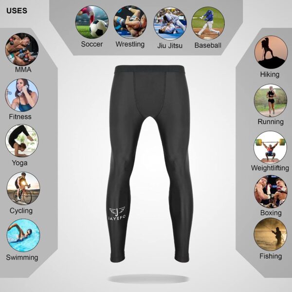 Jayefo Men's Pro Compression Leggings for MMA, BJJ, Gym & Sports Performance - Image 2