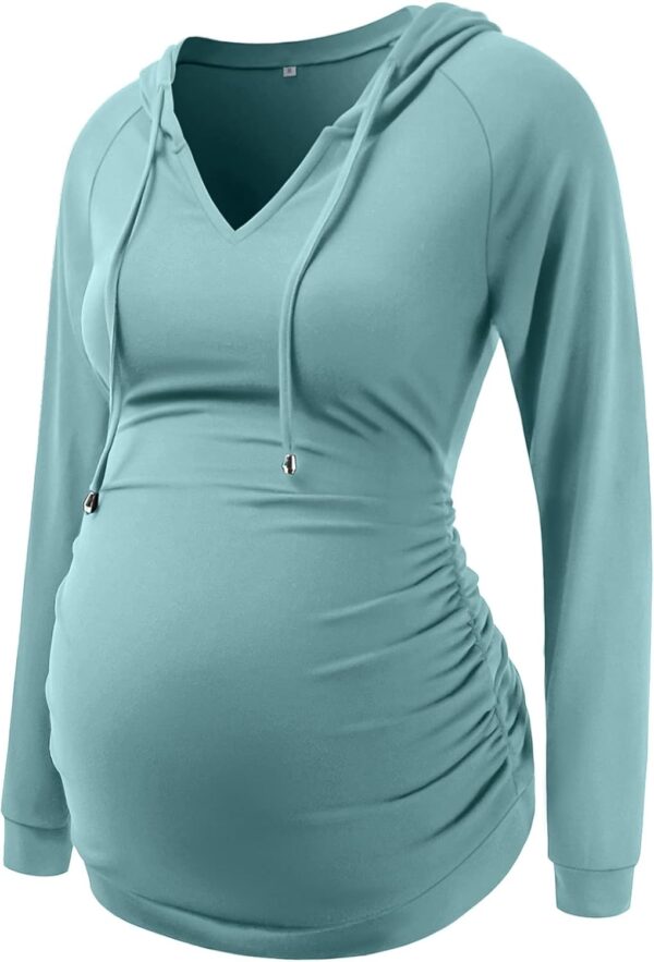 DEBELLY Maternity Hoodie Long Sleeves Shirt Casual Vneck Top Basic Cute Sweatshirts Light Weight Tee