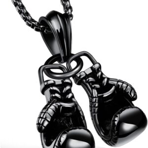 Boxing Gloves Necklace for Men, Punk Chain, Goth Glove Charm Pendant, Stainless Steel Necklace for Men Women