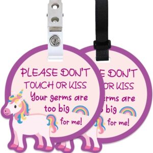 PLIGREAT 2 Pack Pink Horse Please Dont Touch or Kiss Baby Signs, Stop Touching Baby Car Seat Sign Animal Theme Baby Car Safety Signs with Hanging Strap and Clip for Newborn Baby Boys Girls