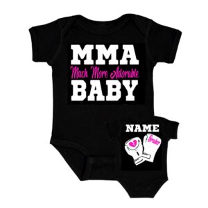 Personalized MMA baby boy girl, Much More Adorable, Heart breaker, outfit, Asst bodysuit colors, fun Mixed Martial Arts, boxing, Muay Thai, karate Taekwondo fan fun gift shower birthday
