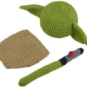 Newborn Infant Baby Photography Prop Crochet Knit Hat Diaper Costume Set