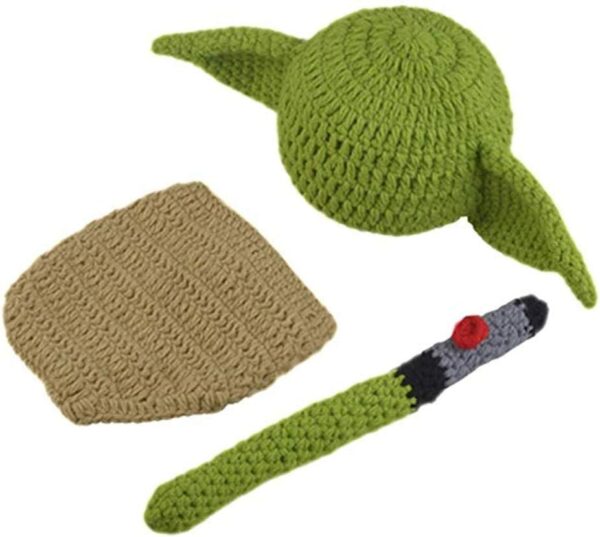 Newborn Infant Baby Photography Prop Crochet Knit Hat Diaper Costume Set