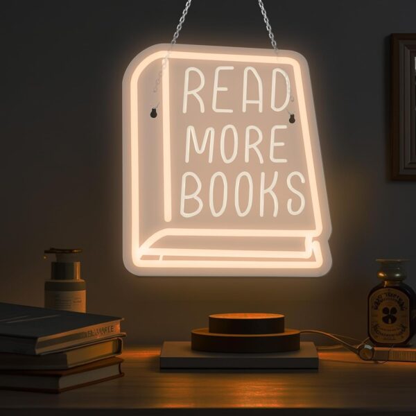 Illuminating "Read More Books" LED Neon Sign - White Light for Library/Classroom - Image 2