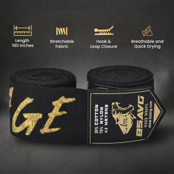 BeSAVAGE Pro Boxing Hand Wraps: 180" Elastic with Knuckle Guards - Image 8
