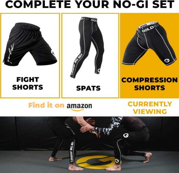 Gold BJJ Women's High-Waist Compression Shorts - 4-Way Stretch No-Gi - Image 6