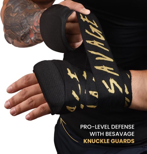 BeSAVAGE Pro Boxing Hand Wraps: 180" Elastic with Knuckle Guards - Image 7