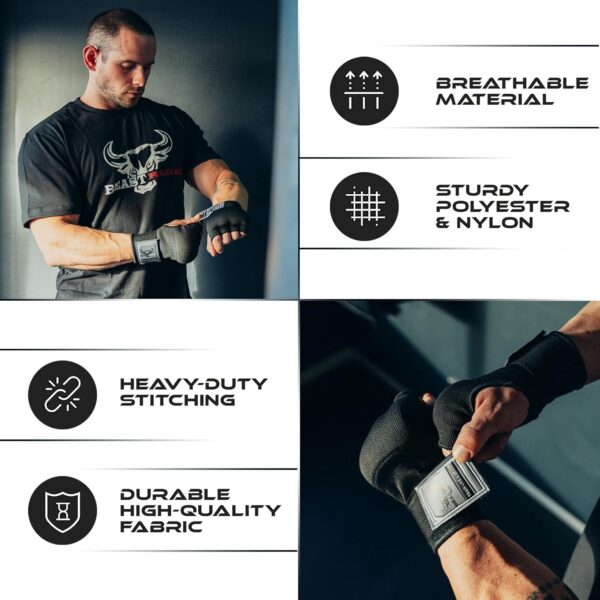 BEAST RAGE Pro MMA Hand Wraps 36" Quick Wrap Inner Gloves Boxing Support - Image 4