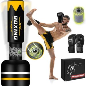 Upgrated Standing Punching Bag for Adults with Automatic Built in Air Pump, 71'' Heavy Bag Boxing Equipment with 12OZ Gloves Kicking Bag for Training MMA Muay Thai Fitness Kickboxing Home Gym