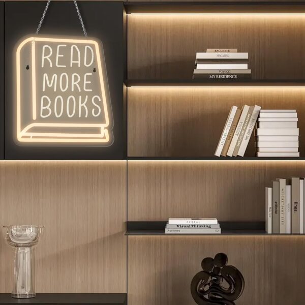 Illuminating "Read More Books" LED Neon Sign - White Light for Library/Classroom - Image 6