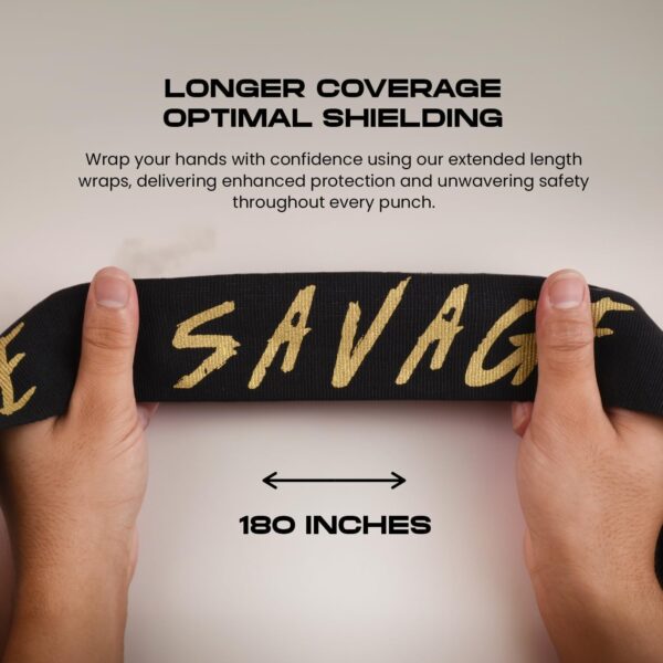 BeSAVAGE Pro Boxing Hand Wraps: 180" Elastic with Knuckle Guards - Image 6