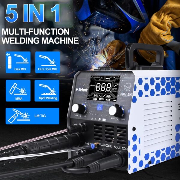 Reboot 5-in-1 200Amp MIG/TIG/Stick Welder, 120V/240V Dual Voltage w/LED - Image 7