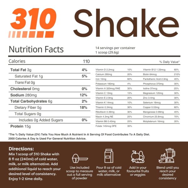 310 Nutrition Chocolate Bliss Vegan Keto Meal Replacement Shake - Low Carb, Paleo - Image 3