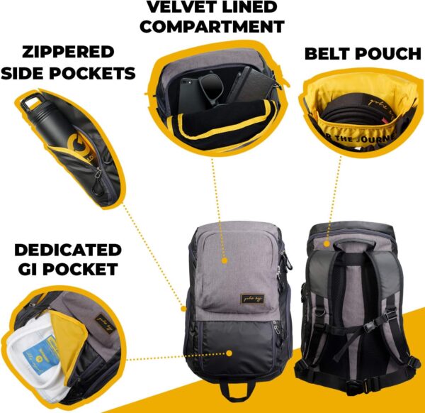 Gold BJJ Heavy-Duty Training Backpack | Waterproof Gi Pocket | BJJ Gear Bag - Image 3