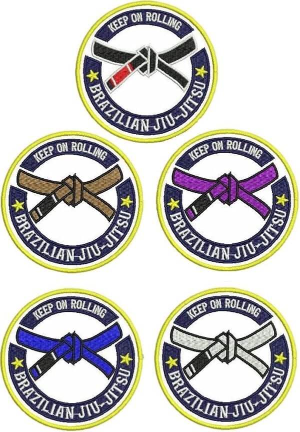 OSS - Brazilian/BJJ Jui Jitsu Belt System Iron & Sew On Patch - for Bags, Gi, Clothes - All Grading Colours (Brown)