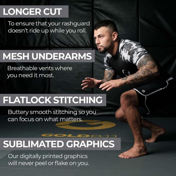 Gold BJJ Camo Rash Guard | Premium No-Gi Compression Shirt for Jiu Jitsu MMA - Image 2